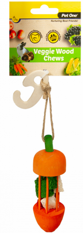 Pet One Veggie Wood Carrot Carousel Orange 13cm