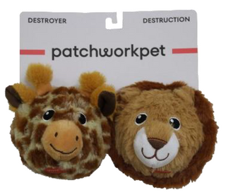 Patchwork Pet Dog Toy - Pricklets Duo Giraffe & Lion 10.2cm