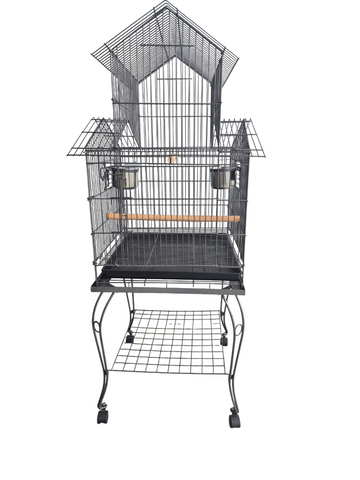 * Avi One Parrot Cage Small House Silver Black 51x51x139cm