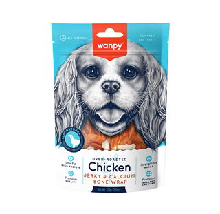 Wanpy Dog Treat Chicken Jerky and Calcium Bone Wraps 100g