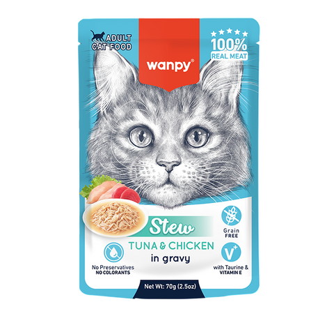 Wanpy Cat Wet Tuna and Chicken Stew Pouch 70g