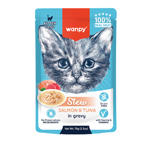 Wanpy Kitten Wet Salmon and Tuna Stew Pouch 70g