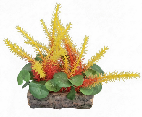 * Aqua One Ornament - Planter Box Square Mixed Yellow/Green Plants