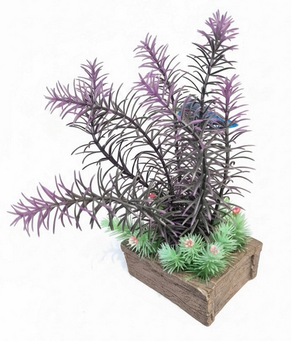 * Aqua One Ornament - Planter Box Square Mixed Purple/Green Plants