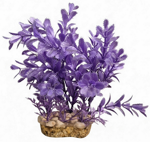 * Aqua One Plastic Plant - Purple Ludwigia Gravel Base