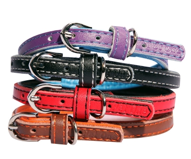 Pet One Collar - Leather With Synthetic Padding Puppy 30cm Purple