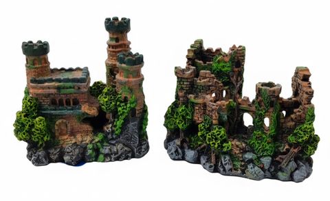 Exotic Aquarium Ornament - Medieval Castle Green Top Mini