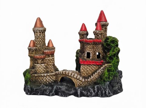 Exotic Aquarium Ornament - Medieval Village & Bridge