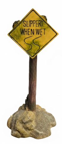 Aqua One Ornament - Sign SLIPPERY WHEN WET (L) 8x6.5x16cm
