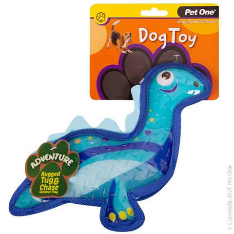 Pet One Dog Toy Adventure Squeaky Dinosaur Blue 29cm