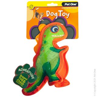 Pet One Dog Toy Adventure Squeaky Dinosaur Green 24cm