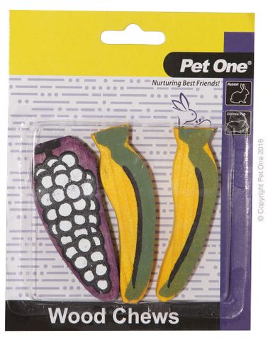 Pet One Wooden Chews For Small Animal 3pk - Medium