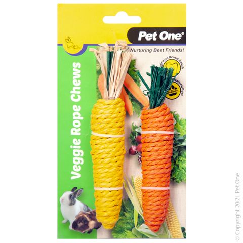 Pet One Veggie Rope Chews Twin Pack - Carrot & Corn