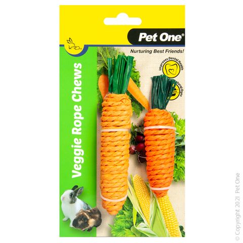 Pet One Veggie Rope Chews Twin Pack - Carrots