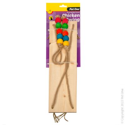 Pet One Chicken Toy - Wooden Swing 40 x 11 x 50cm