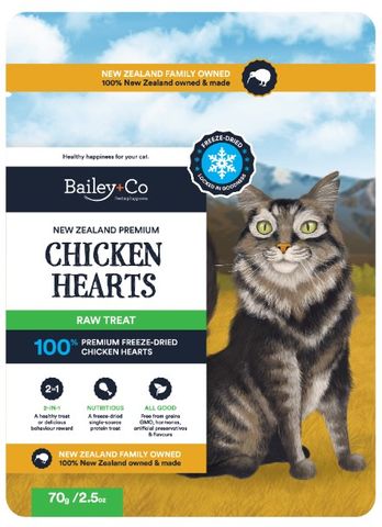 Bailey+Co Freeze Dried Raw Chicken Hearts 70g