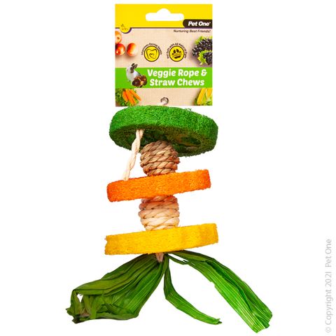 Pet One Veggie Rope And Straw Chew Hanging Hula 19cm