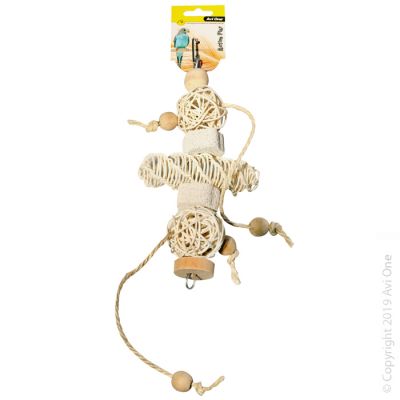 Avi One Parrot Toy - Rattan Balls Wooden Beads and Pumice 33cm