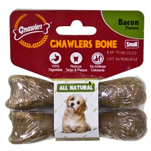 Gnawlers  7.6cm Bacon Bone Twin Pack