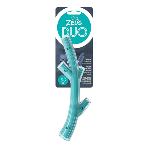 Zeus Duo Dog Stick Turquoise - Chicken Scent 23cm