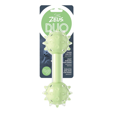 Zeus Duo Dog Spike Dumbell Green - Mint Scent 18cm