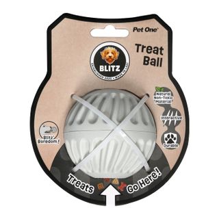 Pet One Dog Toy - Blitz Rubber Treat Ball Grey  M