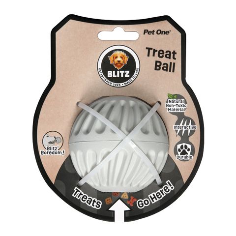 Pet One Dog Toy - Blitz Rubber Treat Ball Grey  M