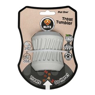 Pet One Dog Toy - Blitz Rubber Treat Tumbler Grey  M