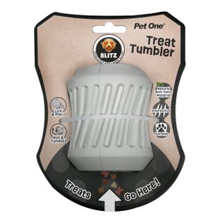 Pet One Dog Toy - Blitz Rubber Treat Tumbler Grey L