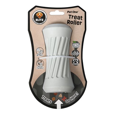 Pet One Dog Toy - Blitz Rubber Treat Roller Grey  M