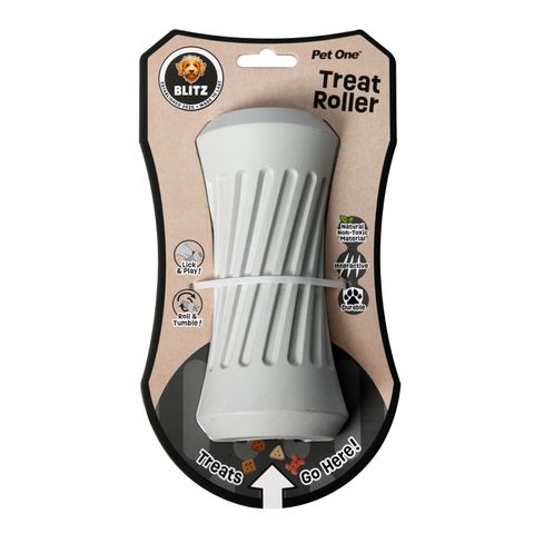 Pet One Dog Toy - Blitz Rubber Treat Roller Grey L