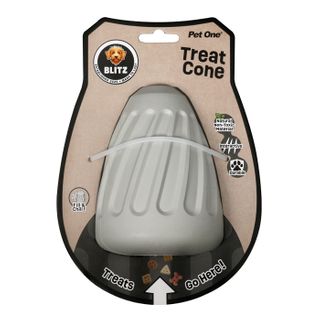 Pet One Dog Toy - Blitz Rubber Treat Cone Grey L