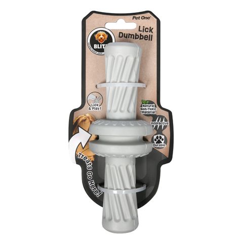 Pet One Dog Toy - Blitz Rubber Lick Dumbbell Grey  M