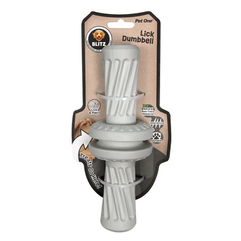 Pet One Dog Toy - Blitz Rubber Lick Dumbbell Grey L
