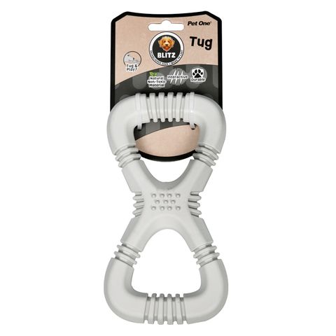 Pet One Dog Toy - Blitz Rubber Tug Grey  M