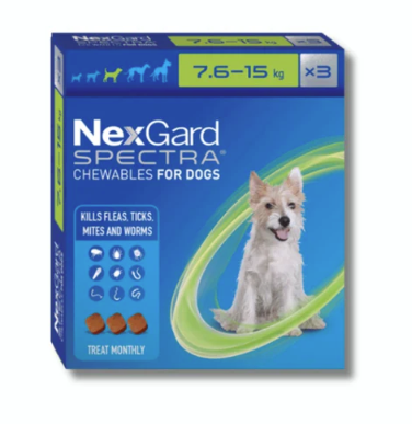 NexGard Spectra Dog Chewable Medium 7.6 - 15kg 3pk