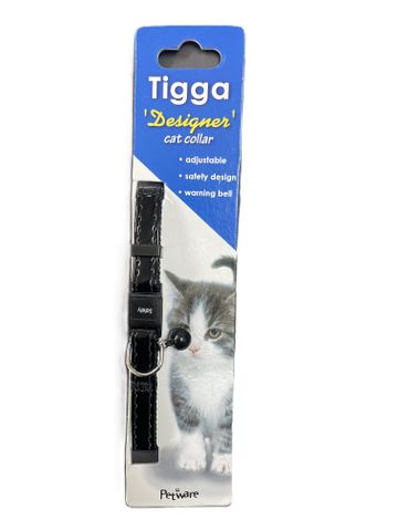 Tigga Shiny Cat Collar Black