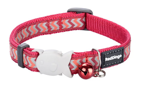 Red Dingo Cat Collar Reflective - Ziggy Red 20x32cm