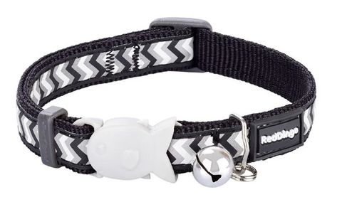 Red Dingo Cat Collar Reflective - Ziggy Black 20x32cm
