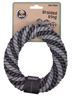 Pet One Dog Toy - Blitz Rope Braided Ring Grey L