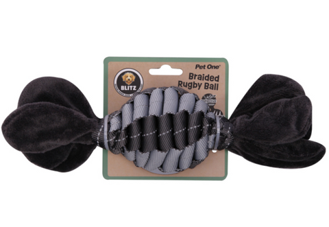 Blitz Rope Braided Rugby Ball Grey