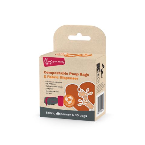 Yours Droolly Compostable Poop Bags with Fabric Dispenser