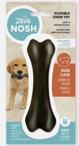 Zeus Nosh Flexible Chew Bone Bacon For Puppies Med 15cm