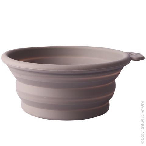 Pet One Silicone Travel Bowl 370ml Light Grey