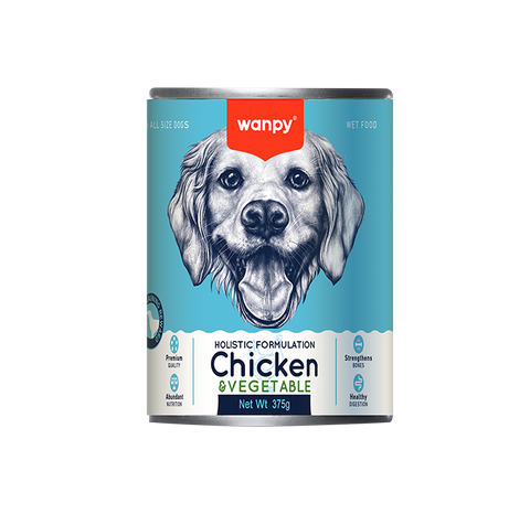 Wanpy Dog Wet Chicken & Vegetable Recipe Can 375g