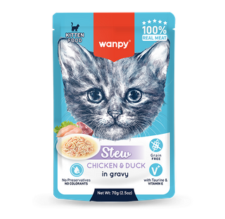 Wanpy Kitten Stew Chicken & Duck in Gravy Recipe Pouch 70g