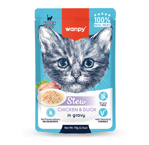 Wanpy Kitten Stew Chicken & Duck in Gravy Recipe Pouch 70g