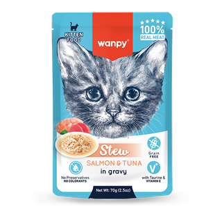Wanpy Kitten Stew Salmon & Tuna in Gravy Recipe Pouch 70g