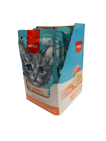 Wanpy Kitten Stew Salmon & Tuna in Gravy Recipe Box (10)