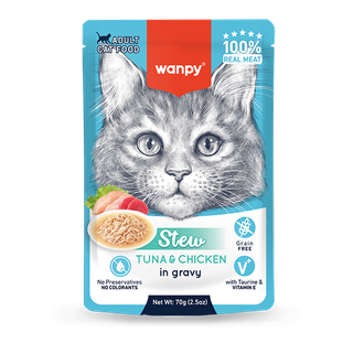Wanpy Cat Stew Chicken & Tuna in Gravy Recipe Pouch 70g